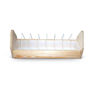 Fodertrug m/plastskål, træ, 100 cm (b)