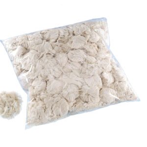 Redemateriale, ublegede bomuldsfibre, råhvid