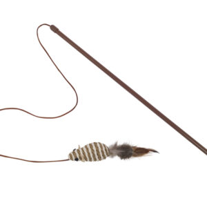 Stang med mus med rangle og fjer