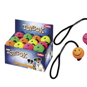 Display 24  stk. - Foam Gummi Smiley bolde med reb