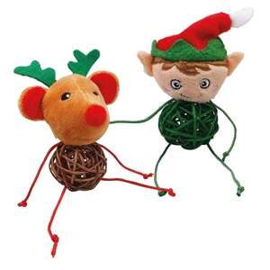 Plush Xmas elf and reindeer, Display 16 pcs, 10 cm